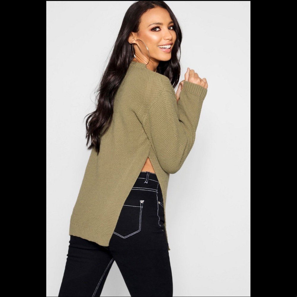 Side Split Moss Stitch Tunic Jumper/Sweater